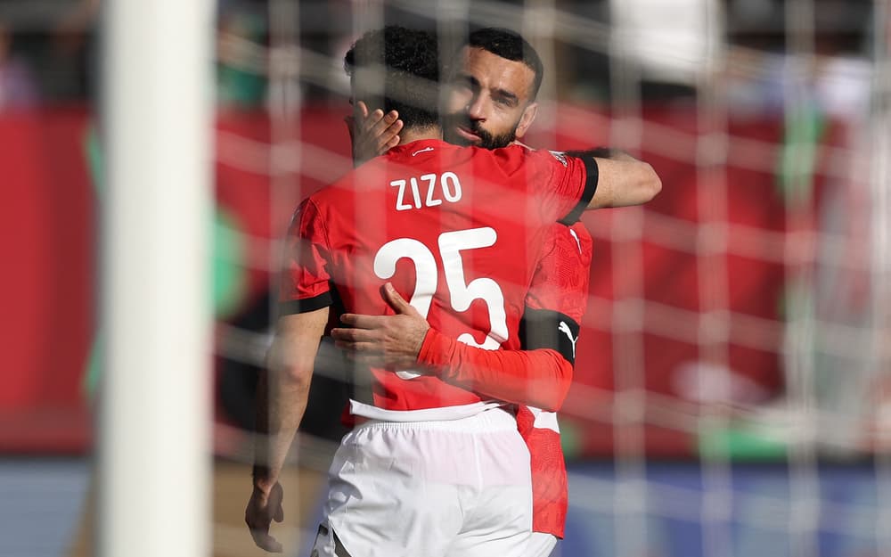 Mohamed Salah célébrant le penalty pour l'Égypte