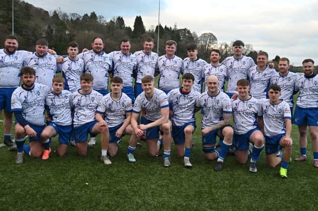 Hawick Linden célébrant le record en battant Lismore 120-0