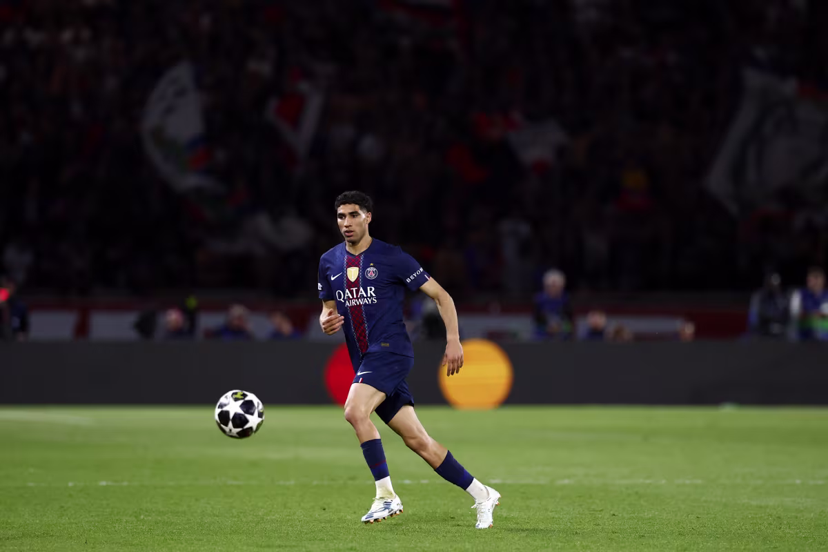 Achraf Hakimi avec le PSG avant sa blessure contre le Bayern Munich