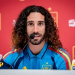 Marc Cucurella lors d’une présentation de la sélection espagnole à Madrid