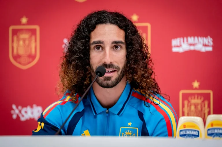 Marc Cucurella lors d’une présentation de la sélection espagnole à Madrid