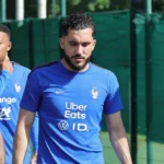 Rayan Cherki avec l’équipe de France à Clairefontaine