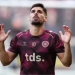Claudio Braga sous le maillot des Hearts of Midlothian lors de la saison 2025-2026