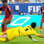Kevin Pina (Cap-Vert) célèbre après avoir ouvert le score face à l'Uruguay au Hard Rock Stadium de Miami lors de la Coupe du monde 2026