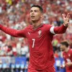 Cristiano Ronaldo célèbre un but avec le Portugal face à l'Ouzbékistan, Mondial 2026 (illustration du point de minuit du 23 juin)