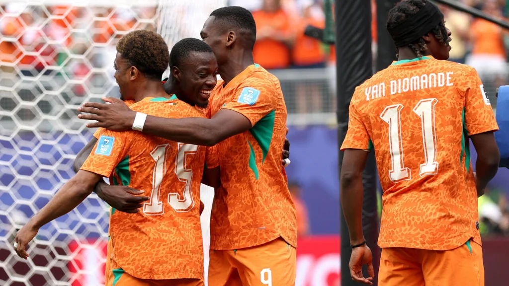 Mondial 2026 : Nicolas Pépé célèbre un but avec ses coéquipiers de la Côte d'Ivoire lors de la victoire contre Curaçao