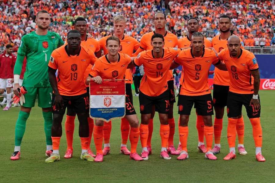 Les joueurs de l'équipe des Pays-Bas lors d'un match de la Coupe du monde 2026