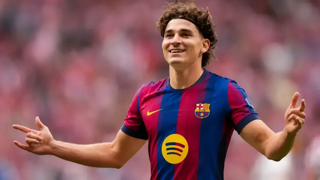 Julian Alvarez sous le maillot du FC Barcelone — montage illustratif du feuilleton mercato, foot11.com, juillet 2026