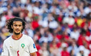 Ayyoub Bouaddi sous le maillot du Maroc lors de la Coupe du monde 2026 face à l'Écosse à Boston, le 20 juin 2026 (Icon Sport / Johnny Fidelin)