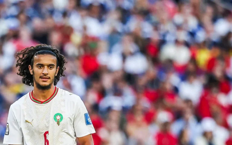 Ayyoub Bouaddi sous le maillot du Maroc lors de la Coupe du monde 2026 face à l'Écosse à Boston, le 20 juin 2026 (Icon Sport / Johnny Fidelin)