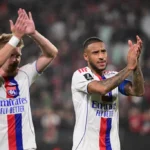 Joueurs de l’Olympique lyonnais avant le troisième tour préliminaire de Ligue des champions