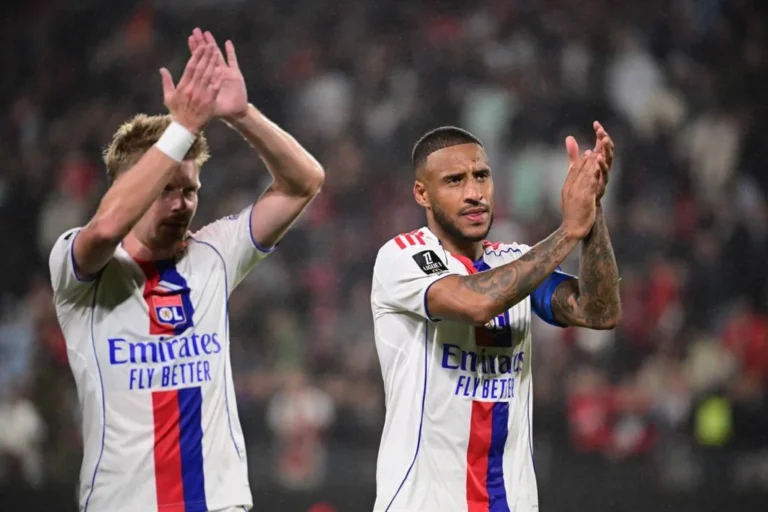 Joueurs de l’Olympique lyonnais avant le troisième tour préliminaire de Ligue des champions