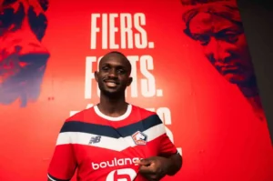 Tanguy Nianzou lors de l'annonce de sa signature au LOSC