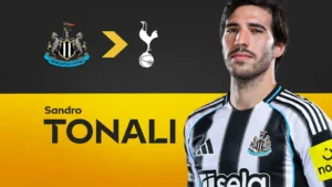 Sandro Tonali sous le maillot de Newcastle, photo Sky Sports de juillet 2026